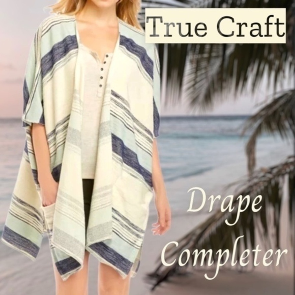 TRUE Craft Soft Shop Kimono/Cover up in Navy Stripe